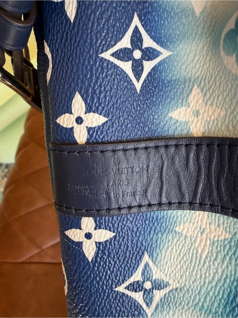 Louis Vuitton Blue and White Monogram Tie-Dye Keepall Duffel